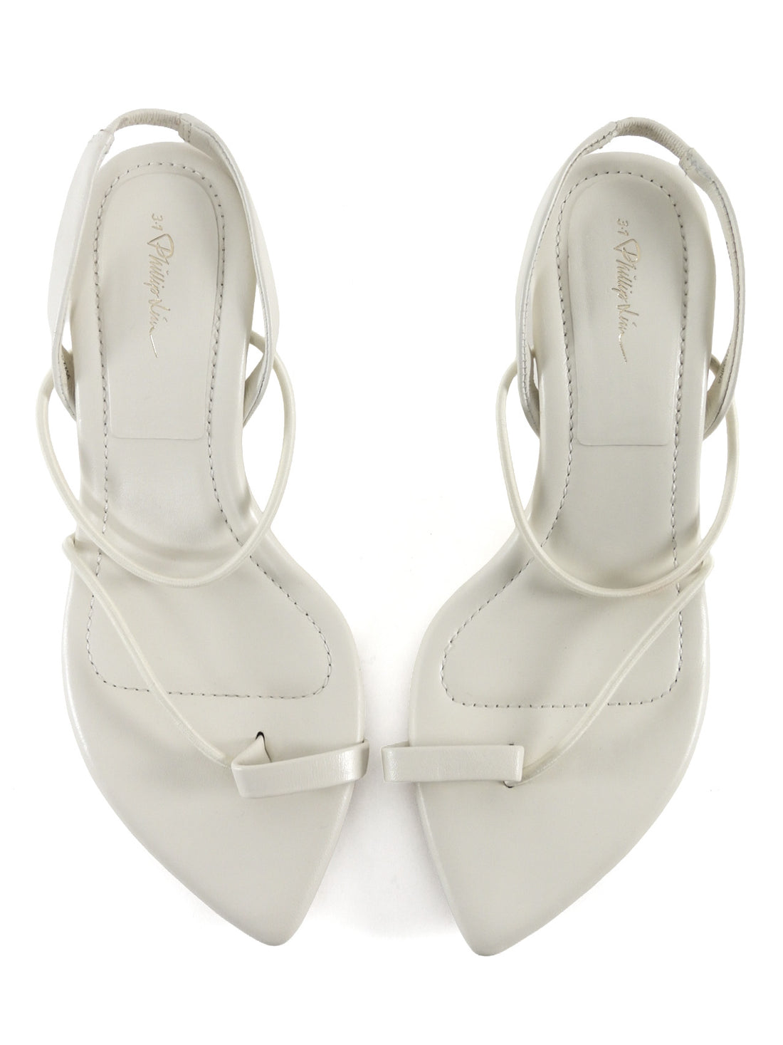 3.1 Phillip Lim Ivory Lambskin Pointed Block Heel Verona Sandals - 38 / 7.5