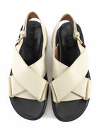 Marni Off-White Leather Fussbet Crossover Slingback Sandals - 39.5