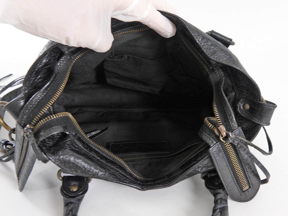 Balenciaga Black Lambskin Leather Classic Motocross First Bag
