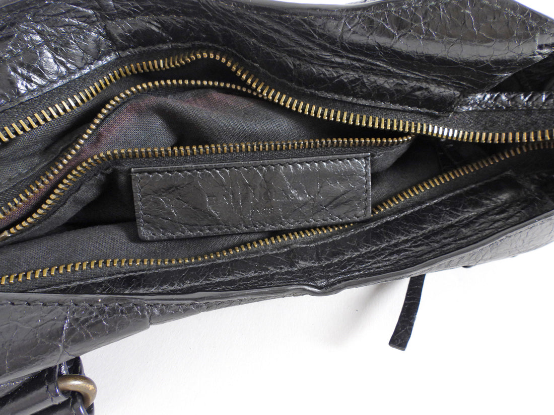 Balenciaga Black Lambskin Leather Classic Motocross First Bag