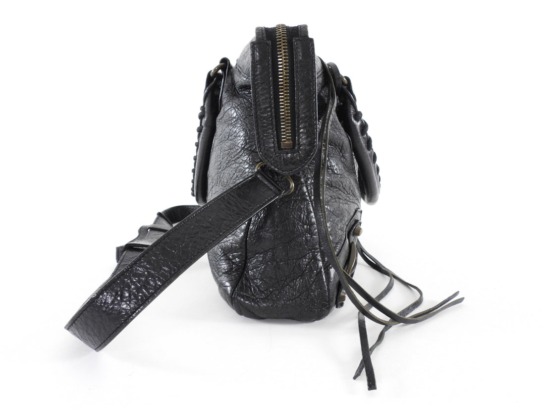 Balenciaga Black Lambskin Leather Classic Motocross First Bag