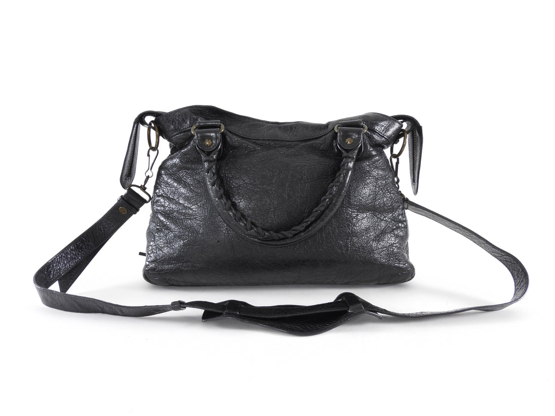Balenciaga Black Lambskin Leather Classic Motocross First Bag