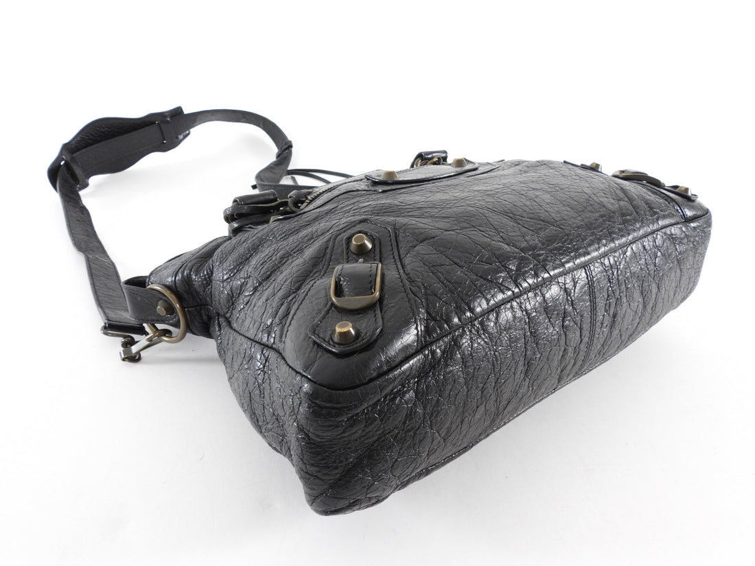 Balenciaga Black Lambskin Leather Classic Motocross First Bag