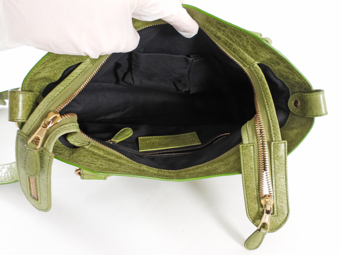 Balenciaga Light Olive Green Lambskin Leather Motocross Giant 12 First Bag