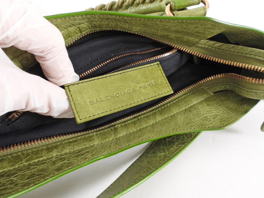 Balenciaga Light Olive Green Lambskin Leather Motocross Giant 12 First Bag