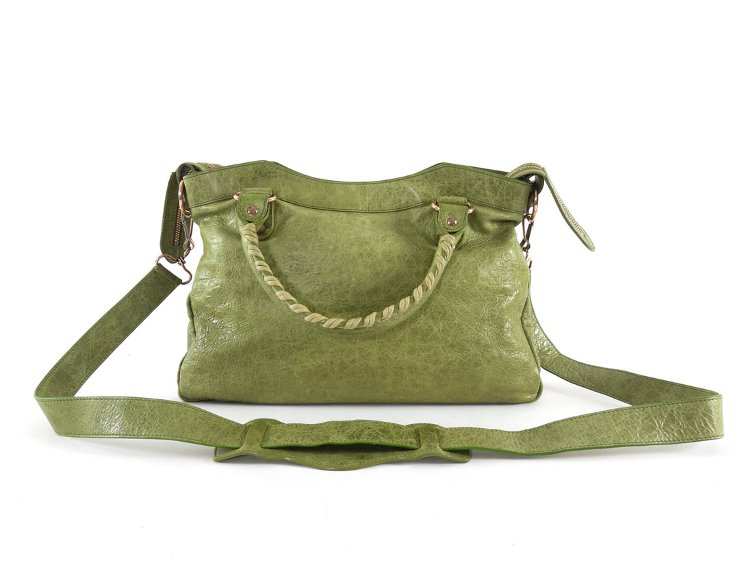 Balenciaga Light Olive Green Lambskin Leather Motocross Giant 12 First Bag