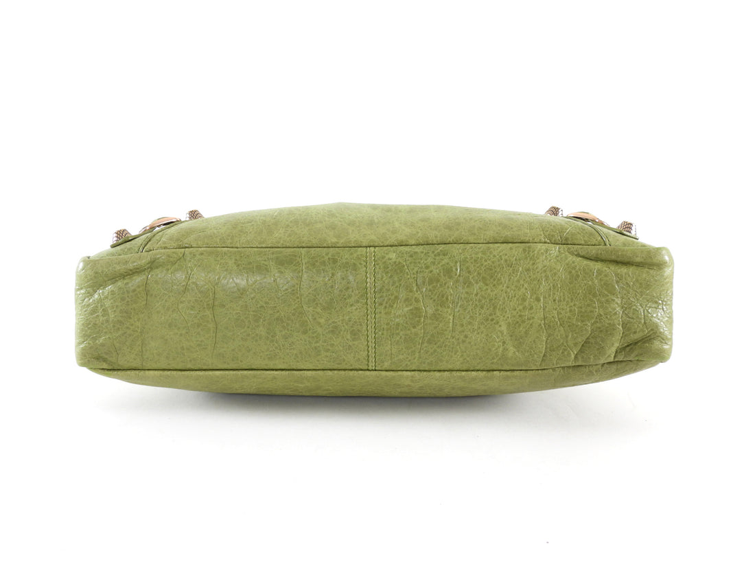 Balenciaga Light Olive Green Lambskin Leather Motocross Giant 12 First Bag