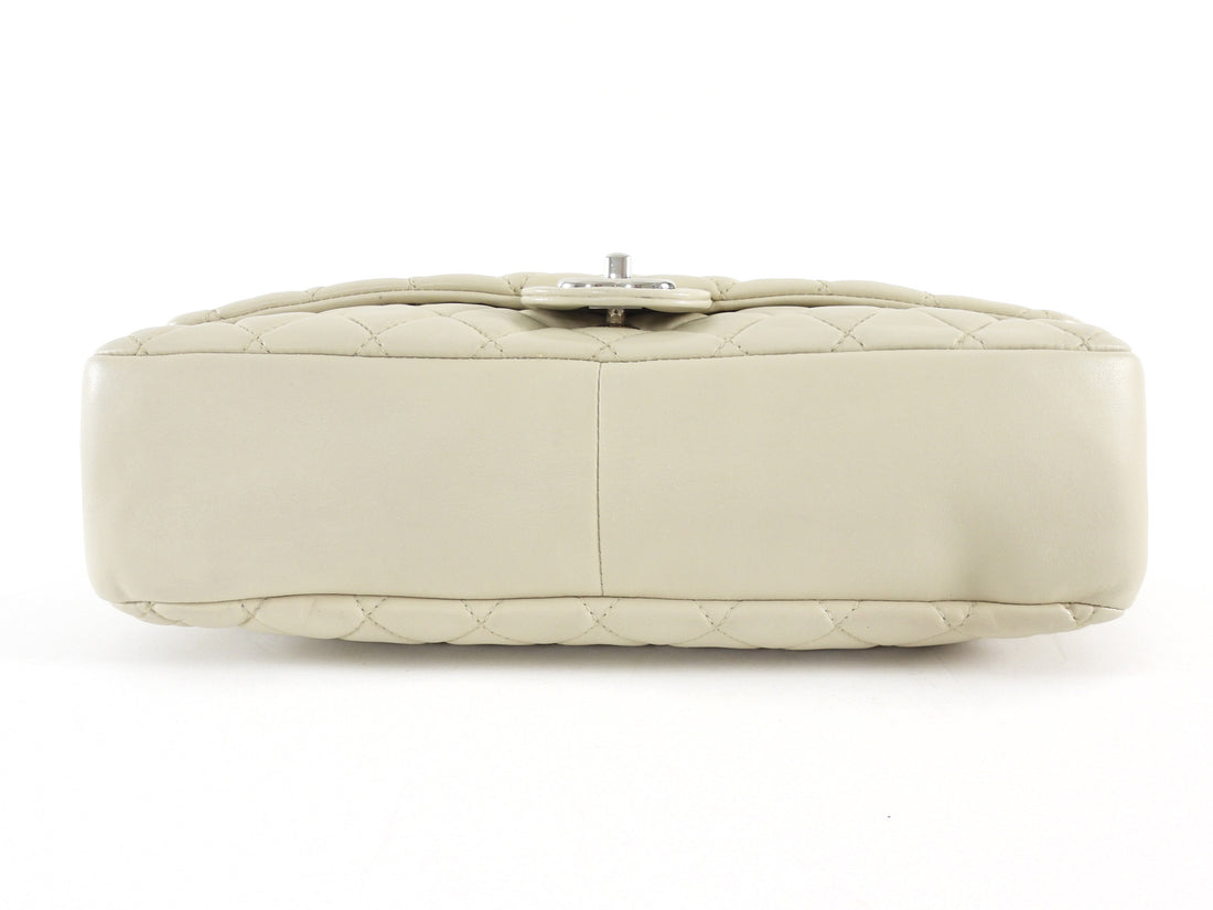 Chanel Seoul Coco Ivory Beige Quilted Lambskin Jumbo Rain Flap Bag