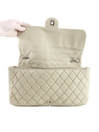 Chanel Seoul Coco Ivory Beige Quilted Lambskin Jumbo Rain Flap Bag