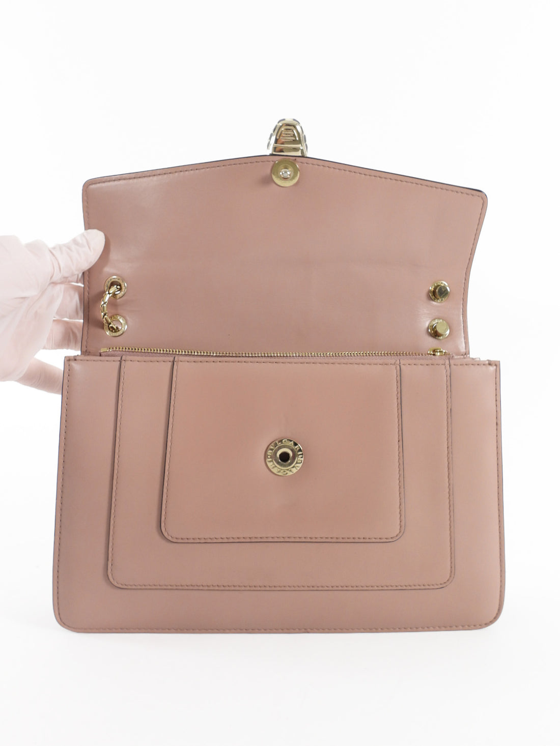 Bvlgari Taupe Brown Leather Medium Serpenti Forever Flap Bag