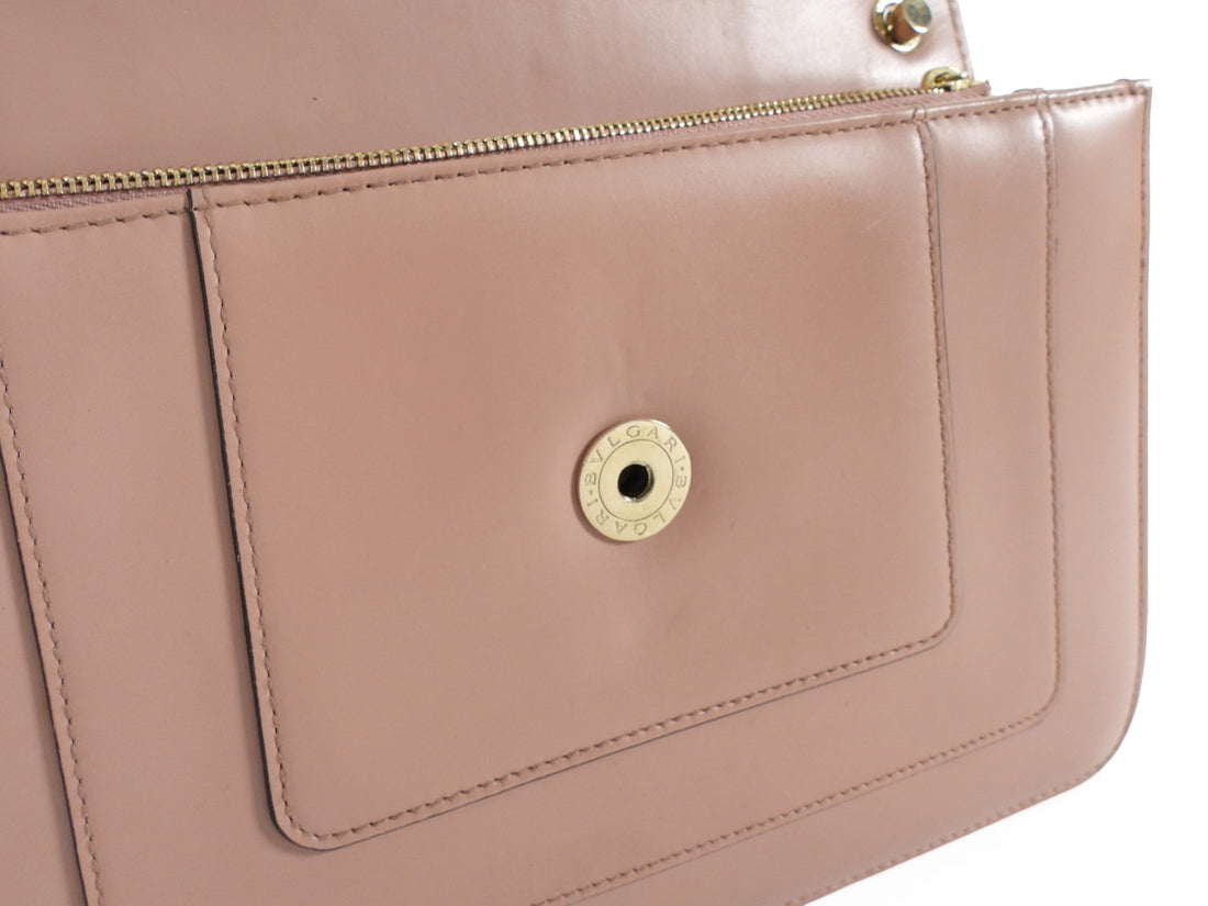 Bvlgari Taupe Brown Leather Medium Serpenti Forever Flap Bag