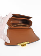 Celine Teen Triomphe Natural Toile and Tan Brown Calfskin Crossbody Bag