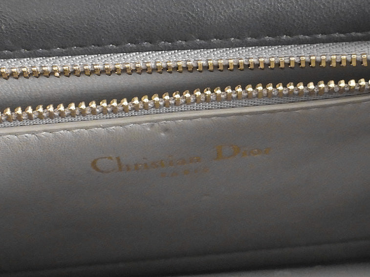 Christian Dior Slate Grey Ceramic Effect Deerskin Diorama Club Flap Chain Shoulder Bag