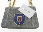 Christian Dior Slate Grey Ceramic Effect Deerskin Diorama Club Flap Chain Shoulder Bag