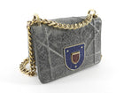 Christian Dior Slate Grey Ceramic Effect Deerskin Diorama Club Flap Chain Shoulder Bag