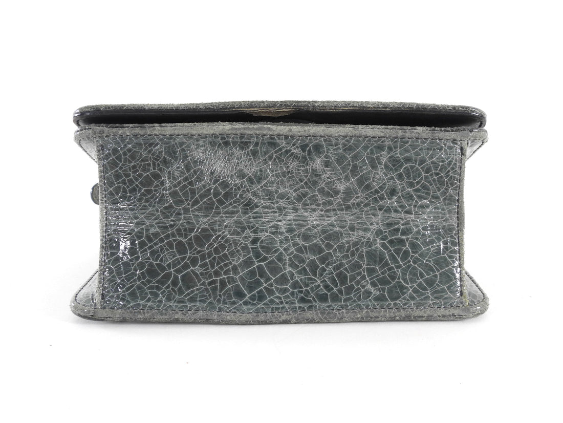 Christian Dior Slate Grey Ceramic Effect Deerskin Diorama Club Flap Chain Shoulder Bag