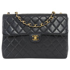 Chanel Black 2000-2002 Vintage Quilted Leather Jumbo Single Flap Chain Bag GHW