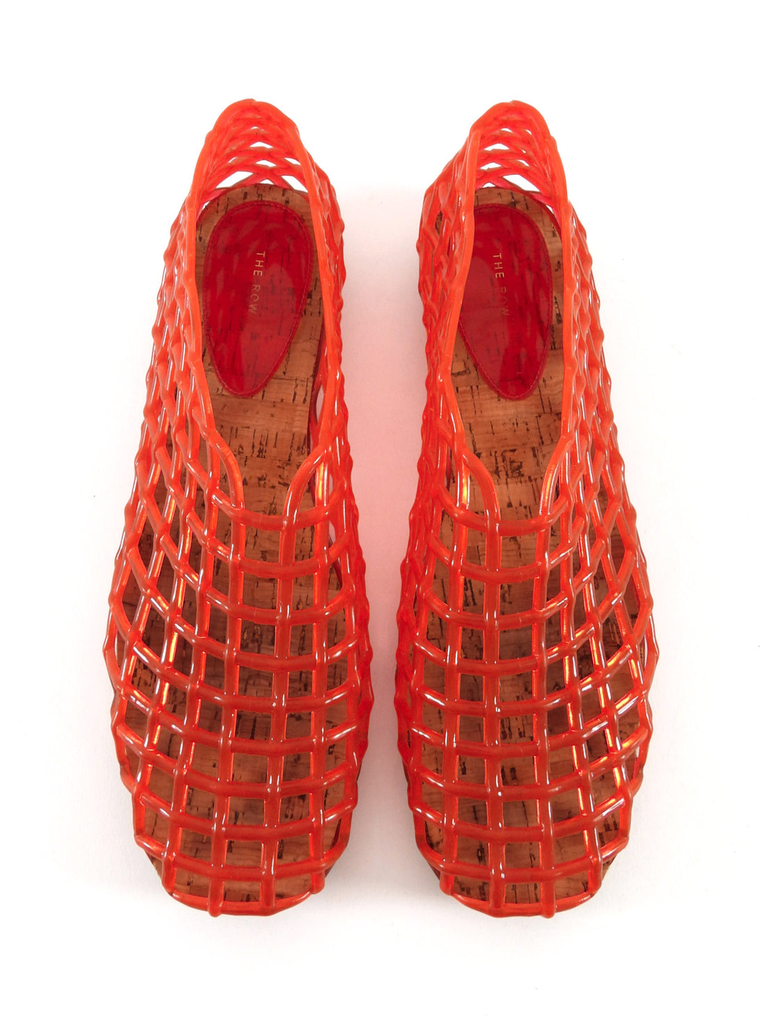 The Row Red Translucent Fishnet Jelly Vinyl Mara Flat Sandals - 37.5