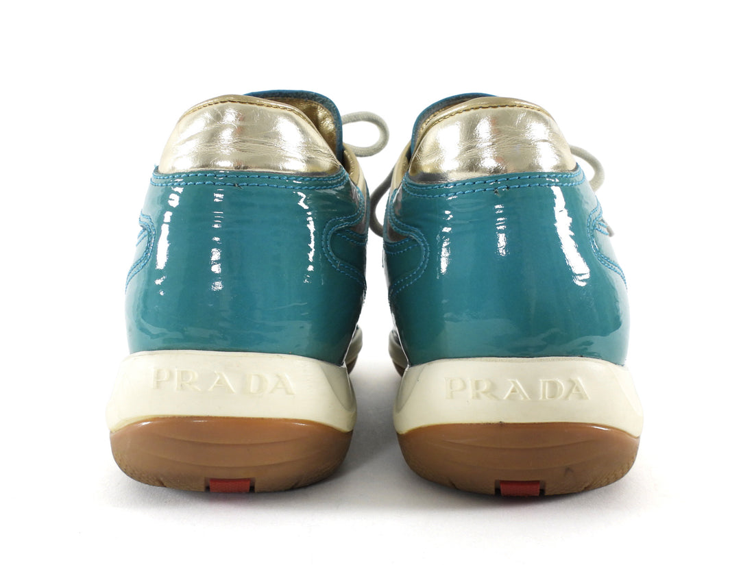 Prada Teal Patent Leather Sneaker - 37