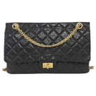 Chanel Black GHW 2011 Quilted Aged Calfskin 2.55 Reissue Double Flap Chain Bag
