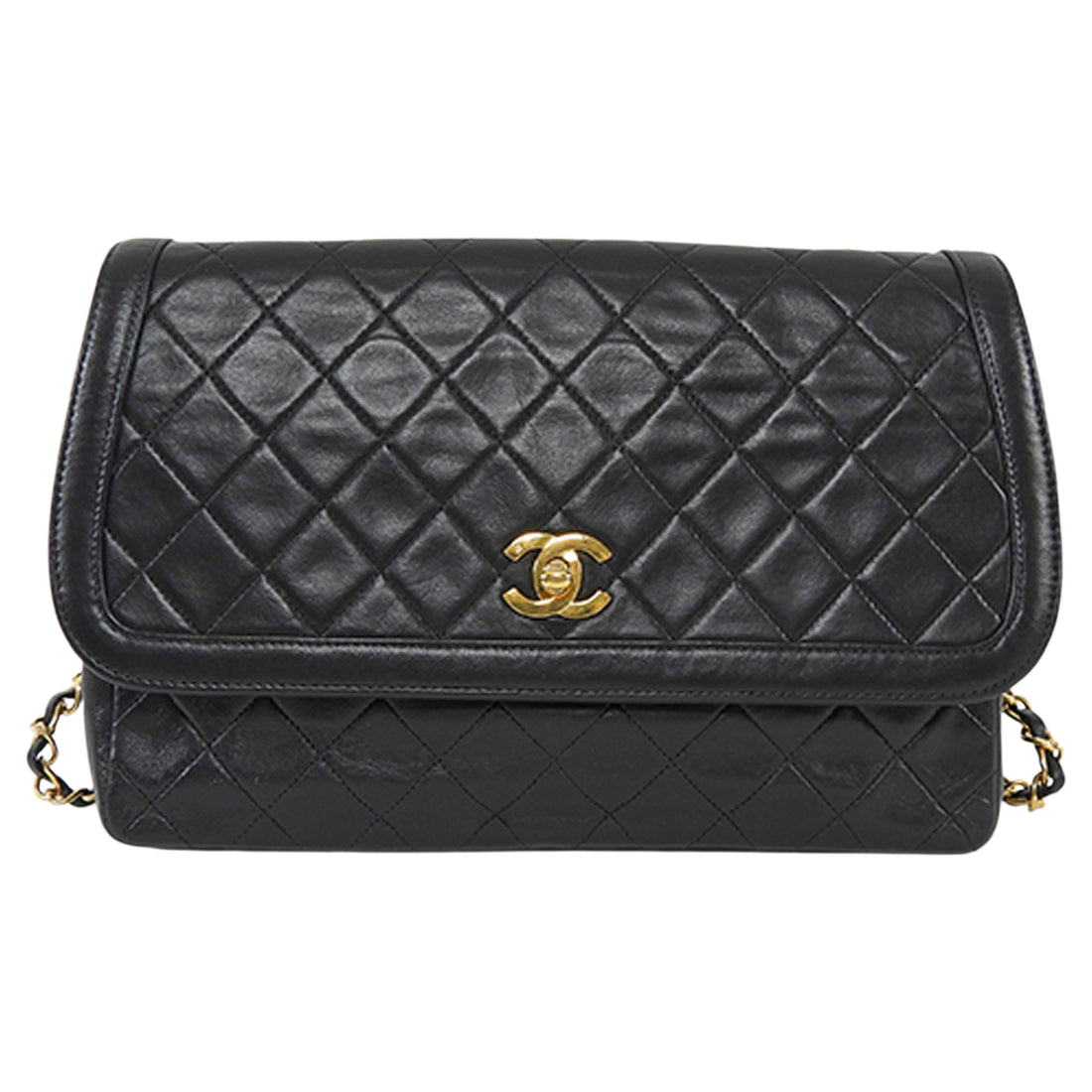 Chanel Black Quilted Lambskin Single Flap Chain Bag