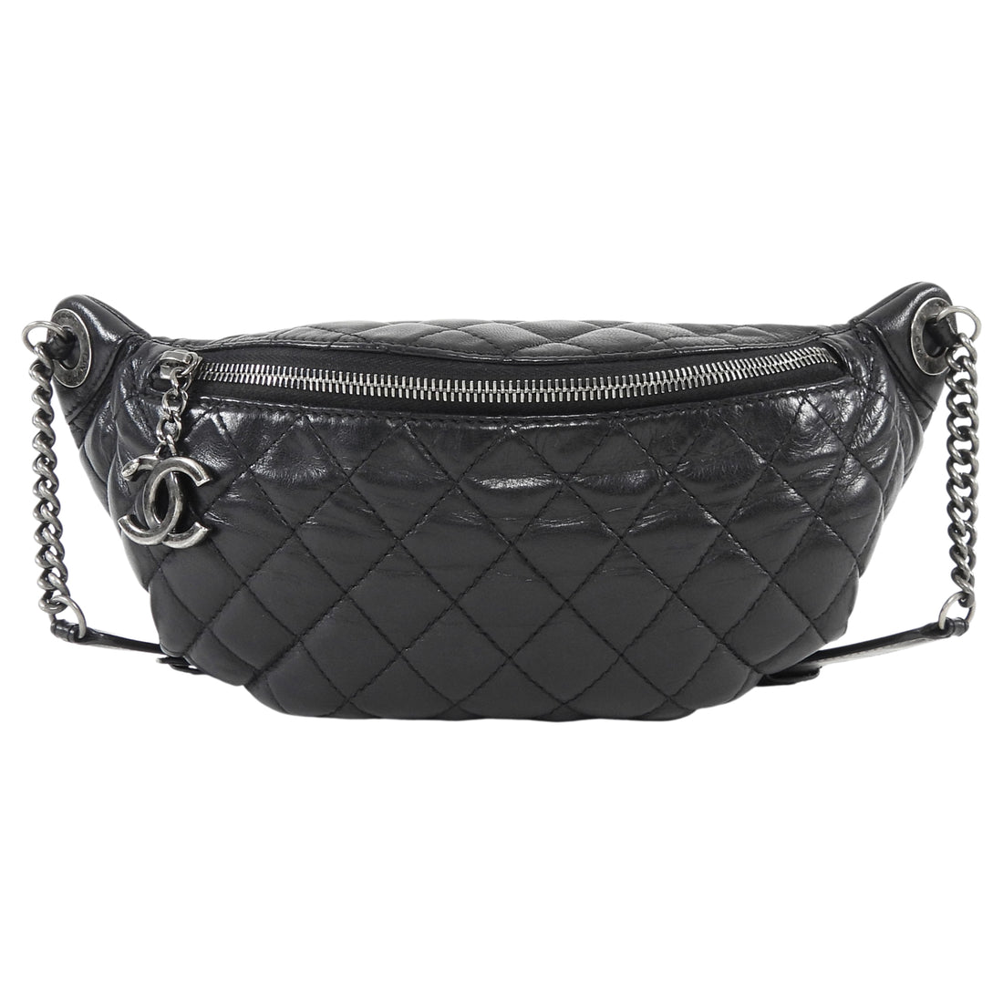 Chanel Black Quilted Lambskin Banane Waist Bag Fanny Pack