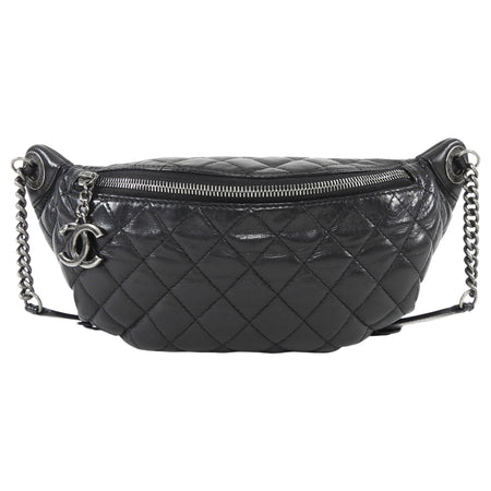 Chanel Black Quilted Lambskin Banane Waist Bag Fanny Pack