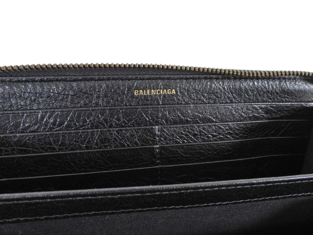 Balenciaga Black Multicolor Graffiti Print Classic Moto City Long Wallet