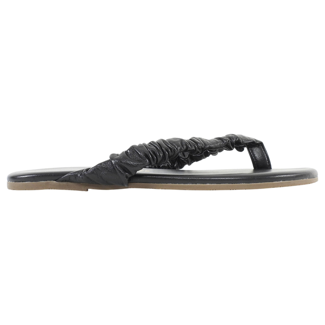 Tkees Black Scrunch Leather Savanna Thong Sandals - US 7 /  EU 38