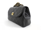 Chanel Vintage 1994 Black Leather Medium Kelly Top Handle Flap Bag