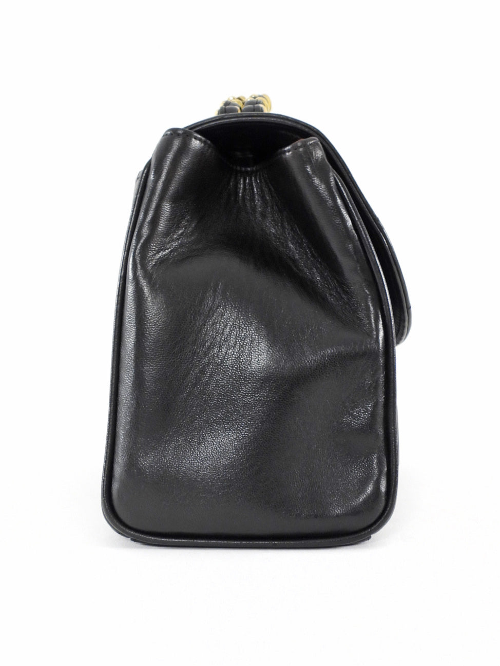 Chanel Vintage 1994 Black Leather Medium Kelly Top Handle Flap Bag