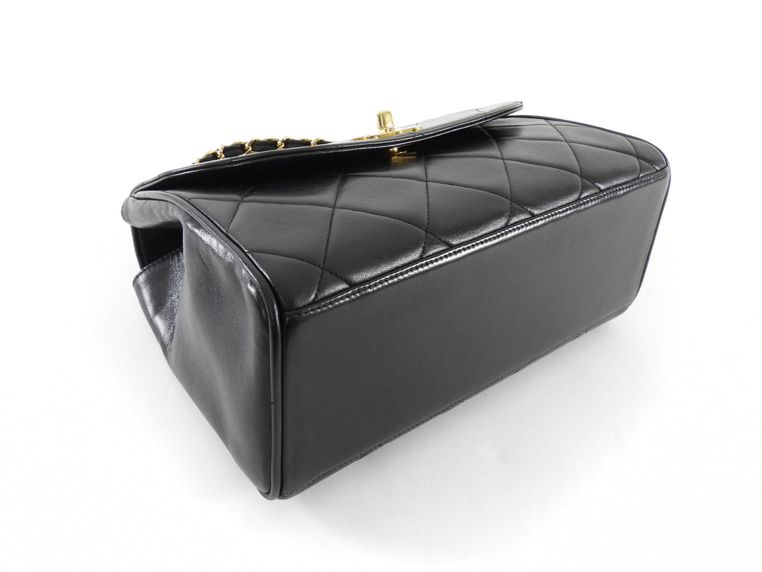 Chanel Vintage 1994 Black Leather Medium Kelly Top Handle Flap Bag
