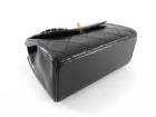 Chanel Vintage 1994 Black Leather Medium Kelly Top Handle Flap Bag