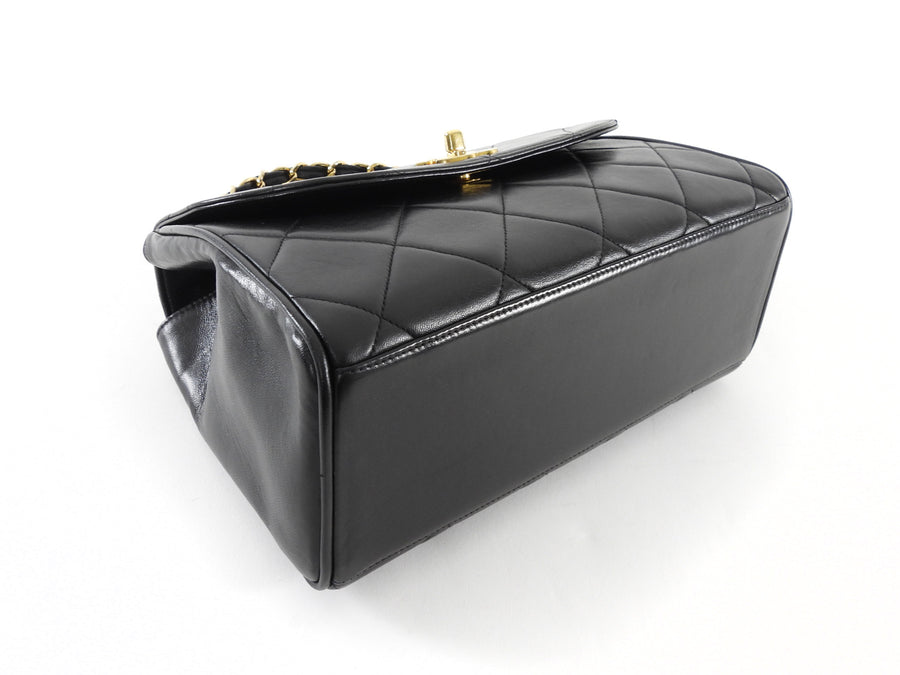 Chanel Vintage 1994 Black Leather Medium Kelly Top Handle Flap Bag
