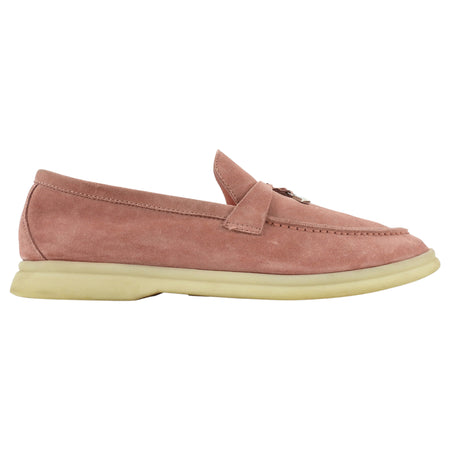 Loro Piana Pink Suede Summer Walk Loafers - 37
