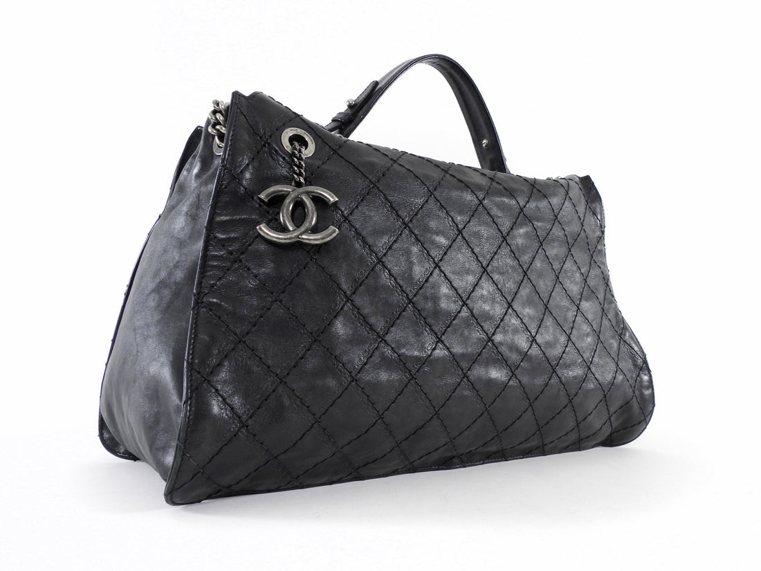 Chanel Black CC Quilted Leather Crave Chain Hobo Bag