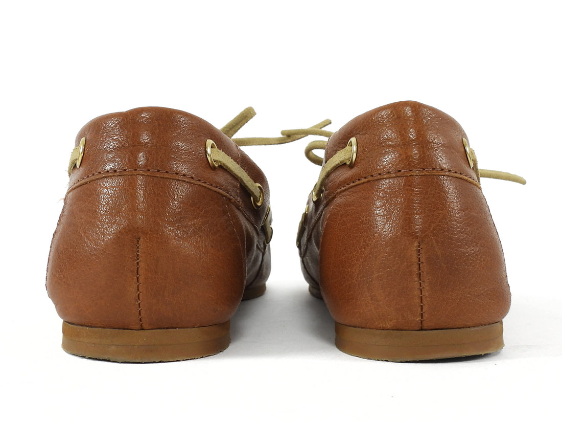 Jamie Haller Brown Leather The Boat Loafer Shoes - 37
