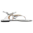 Nomasei Silver Metallic Crinkled Lambskin Nottibianche Flat Thong Sandals - 37