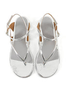 Nomasei Silver Metallic Crinkled Lambskin Nottibianche Flat Thong Sandals - 37