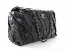 Chanel Black CC Glazed Leather Large Twisted East/West Chain Tote Bag