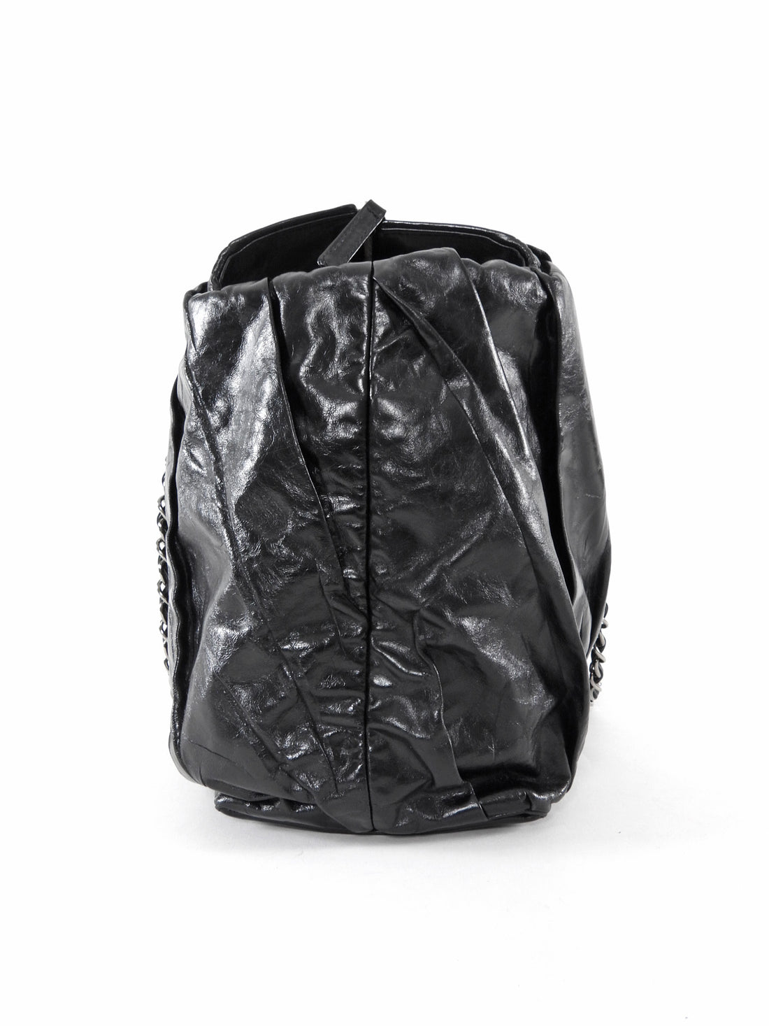 Chanel Black CC Glazed Leather Large Twisted East/West Chain Tote Bag