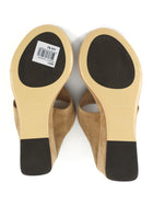Tony Bianco Tan Wheat Suede Leather Swift Wedge Mule Thong Sandals - 6.5