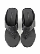 Tony Bianco Black Vintage Leather Swift Wedge Mule Thong Sandals - 6.5