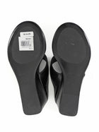 Tony Bianco Black Vintage Leather Swift Wedge Mule Thong Sandals - 6.5