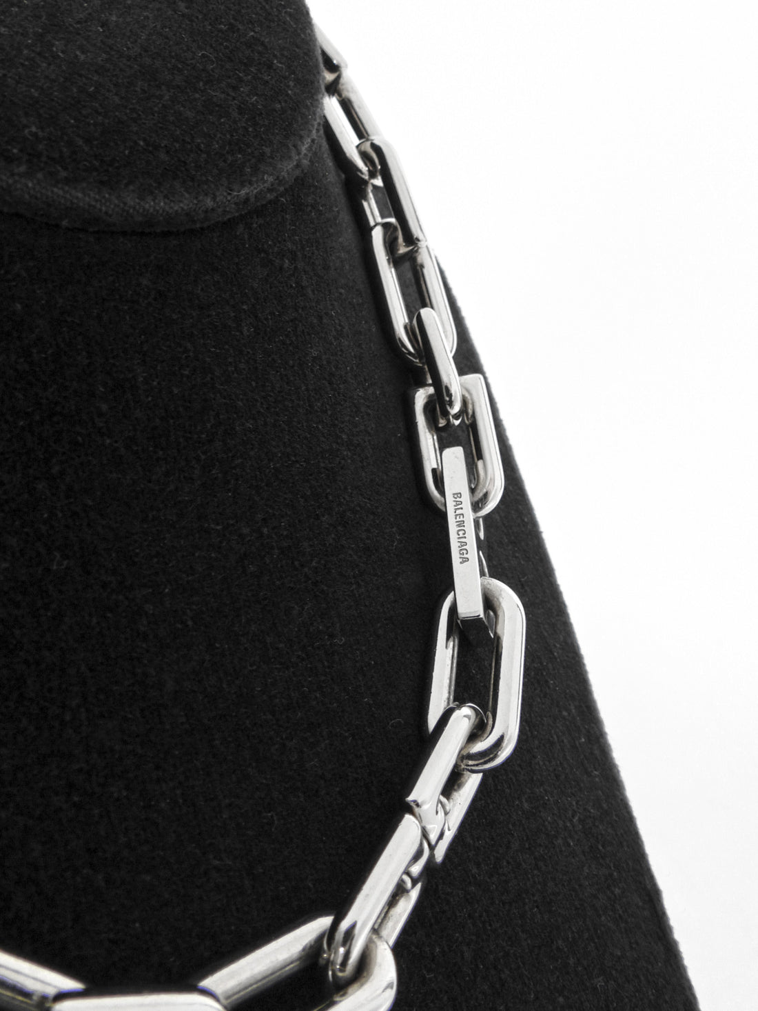 Balenciaga Silvertone Chunky B Chain Necklace