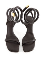 Bottega Veneta Fondant Brown Lambskin Leather Spiral High Heel Sandals  - 40.5