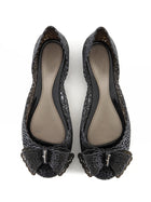 Salvatore Ferragamo Black Rubber Lace Bow Flat - 39