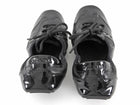 Prada Linea Rossa Black Vintage Patent Calfskin Leather Lace-Up Ballet Flats - 37.5