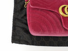 Gucci Pink Chevron Quilted Velvet Small Marmont Chain Flap Bag