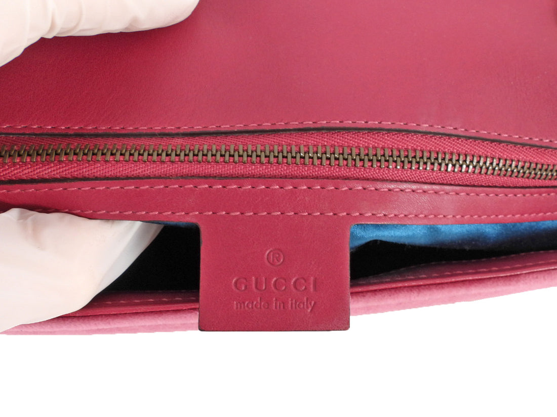 Gucci Pink Chevron Quilted Velvet Small Marmont Chain Flap Bag